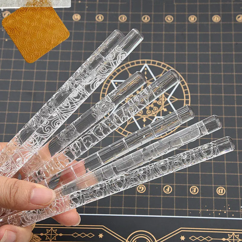 Resin Clay Soft Pottery Clay Transparent Acrylic Embossing Printing Texture Rolling Bar Handmade DIY Non-stick