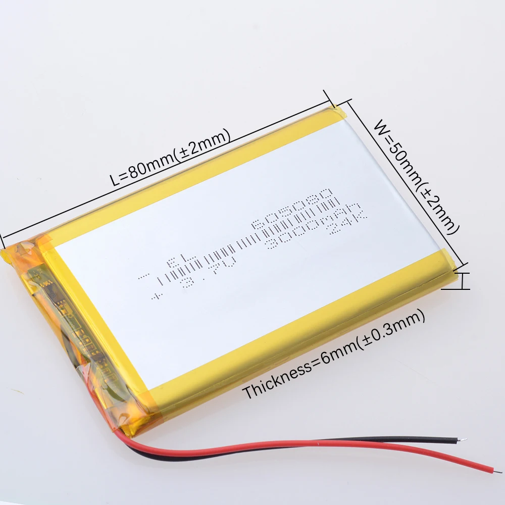 Bluetoothスピーカー用充電式リチウムポリマー電池,空気清浄機,ポータブル美容器具,リチウムポリマー,3.7v,3000mah,605080