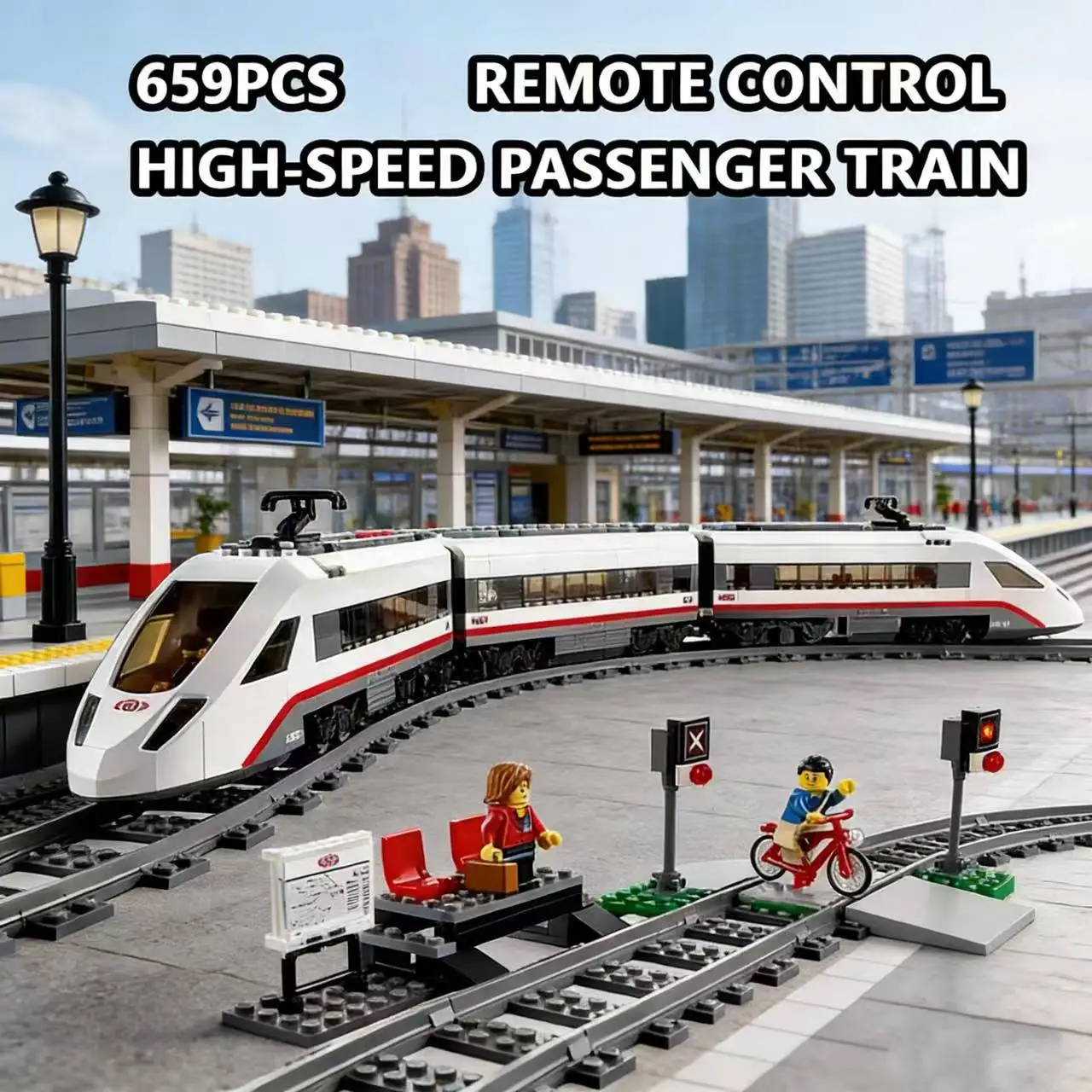

New/6102 urban train high-speed railway freight locomotive and track series toys children adult birthday Christmas gifts