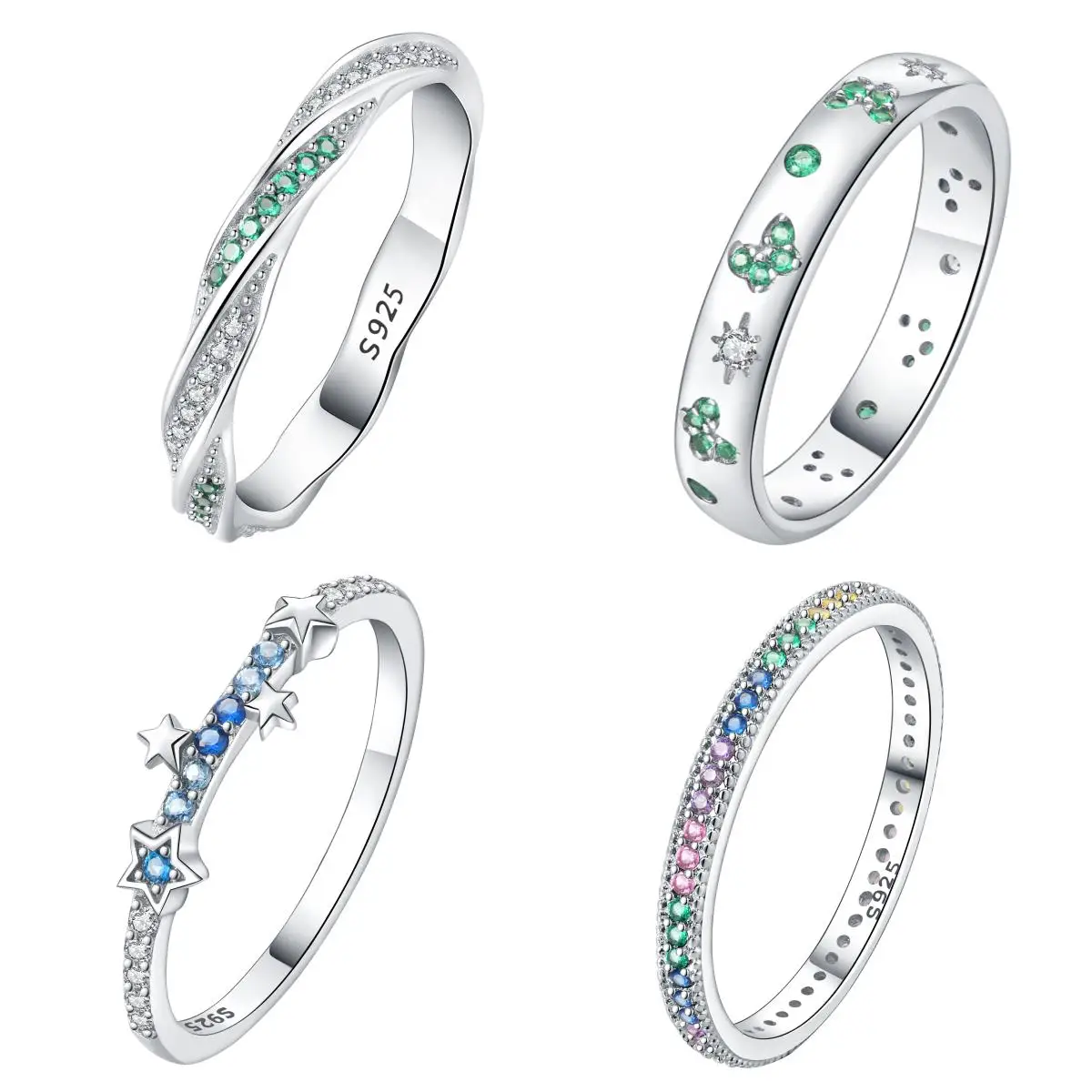 MISEFF S925 Sterling Silver Ring Original Multi-size Versatile Fashion Zircon Ring For Women Birthday Jewelry Gift