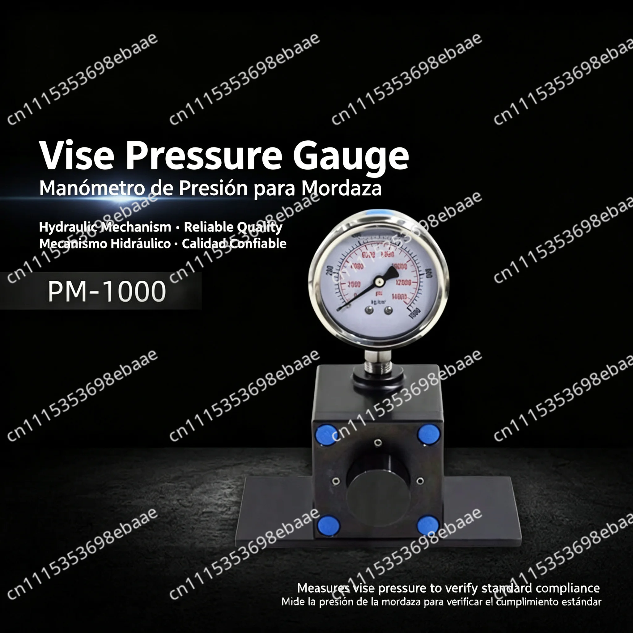 PM-1000 Hydraulic Vise Clamping Force Tester Oil Pressure Gauge For Milling Machine Parallel Vise
