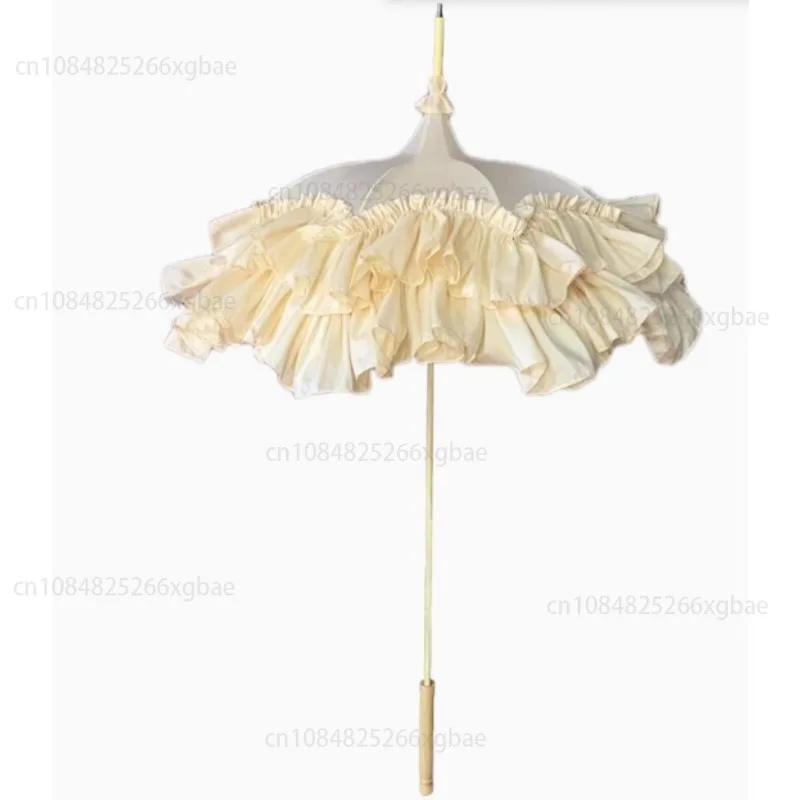 

Antique long handled handmade umbrella photography prop