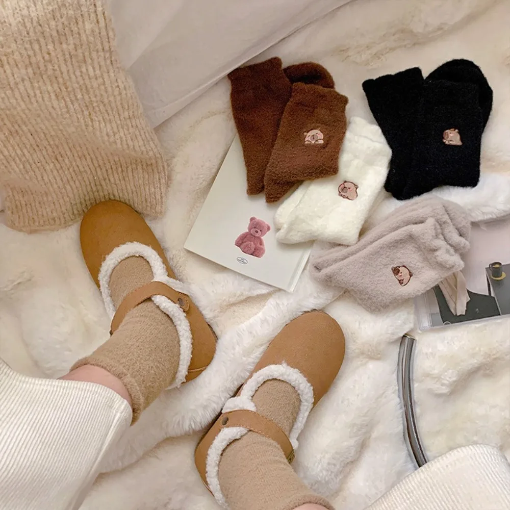 New Capybara Winter Socks Thick Thermal Mid Socks Antiskid Warm Floor Sleep Sock Autumn Winter