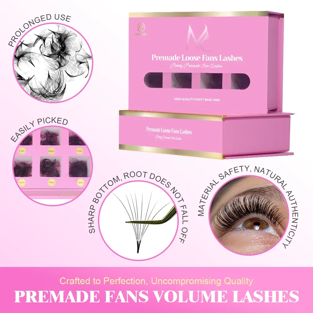 MAYOOC 800 Fans Lose Fächerwimpern Wimpernverlängerung 3D/6D/10D/20D Spitze Basis Vorgefertigte Fächerwimpern Russisches Volumenwimpern individuelles Logo