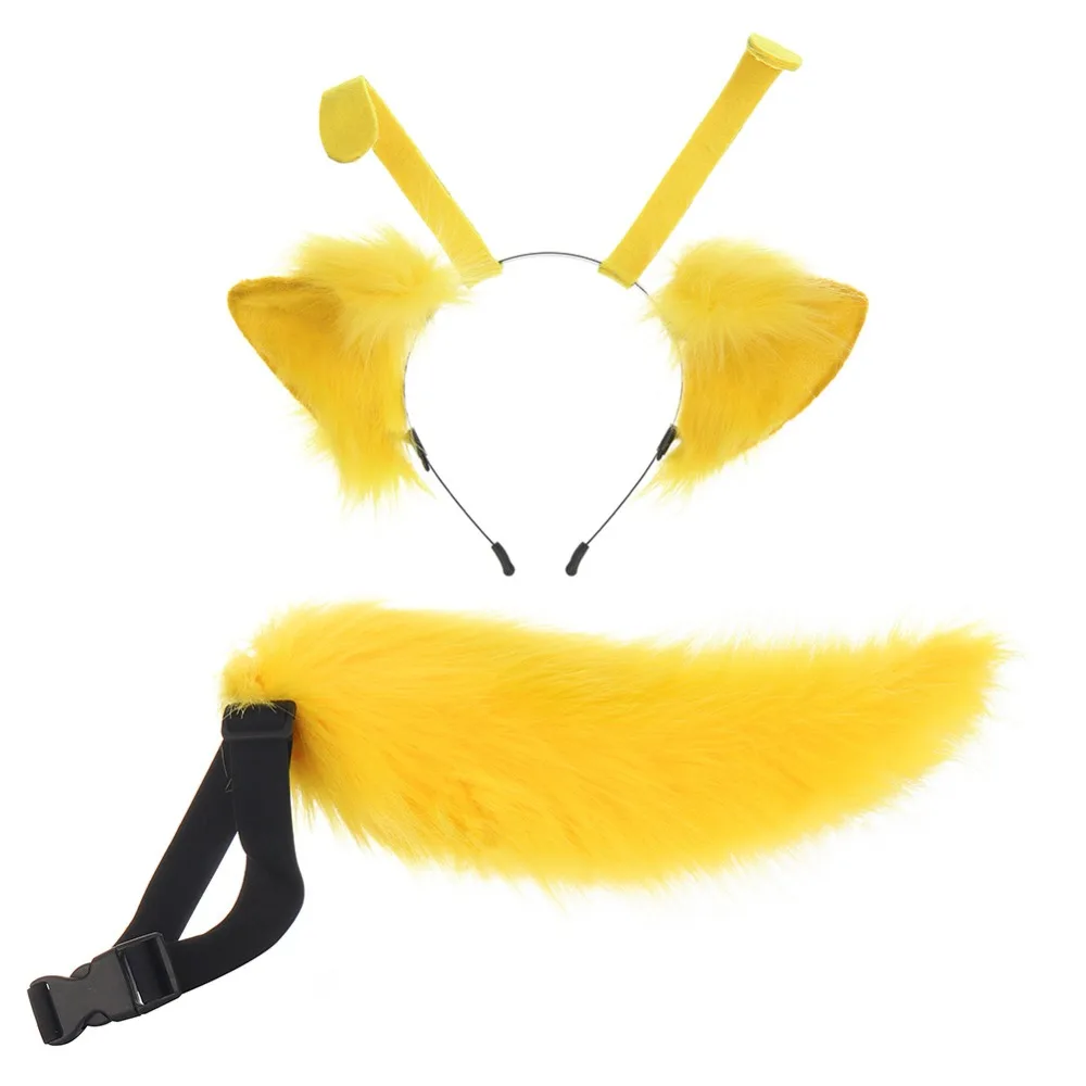 1 Pcs/set Sweet Handmade Kitten Ear Hair Hoop Headdress Plush Animal Ear Animal Tail Suit Lolita Pointed Ear Cosplay Tail Party