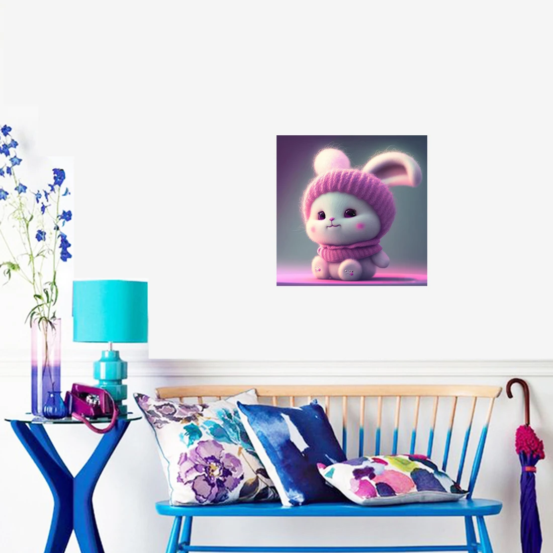 Three Ratels QHD37 Cute purple little rabbit  Decorative wall stickers for children's bedrooms