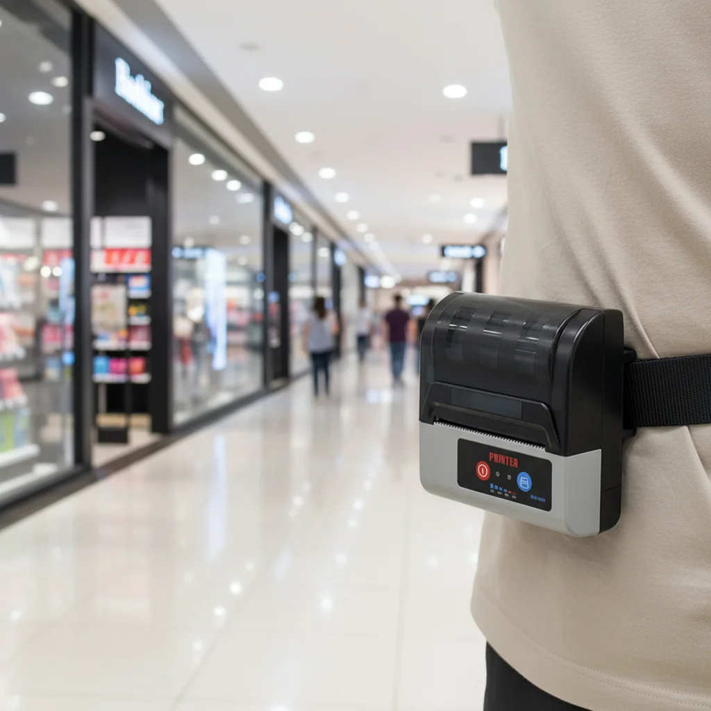 

80mm Thermal Portable Label Barcode Mini Printer with Auto Cutter Wireless Bluetooth Optional Belt Compatible Receipt Paper