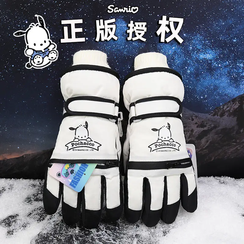 

MINISO Pochacco Child Ski Gloves Kawaii Windproof Waterproof Biker Gloves Cartoon Winter Warm Fashion Adjustable Accessories