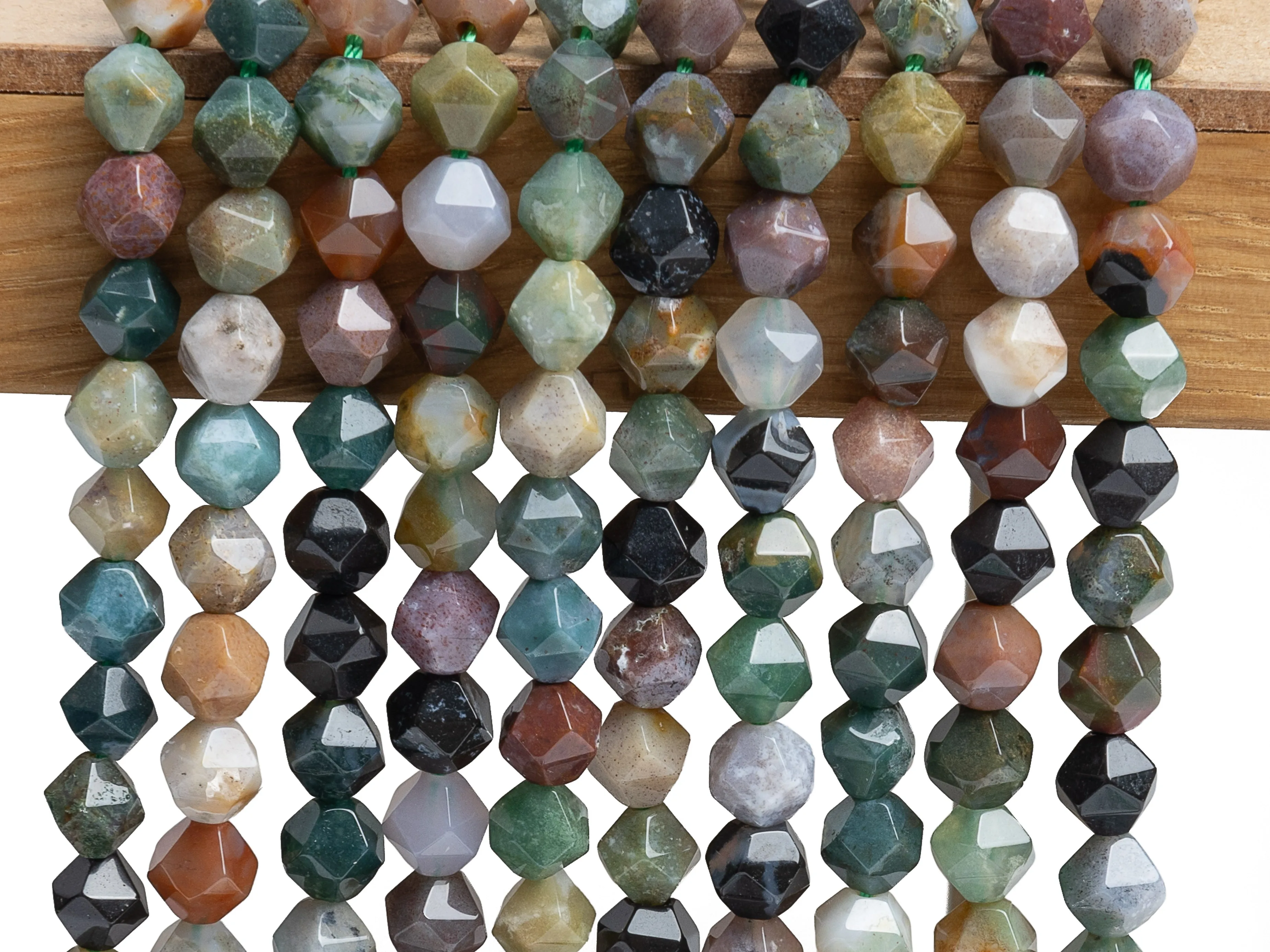 Star Cut Faceted Multicolor Indian Agate Beads Grade AAA Genuine Natural Gemstone Full Strand Loose Bead 15