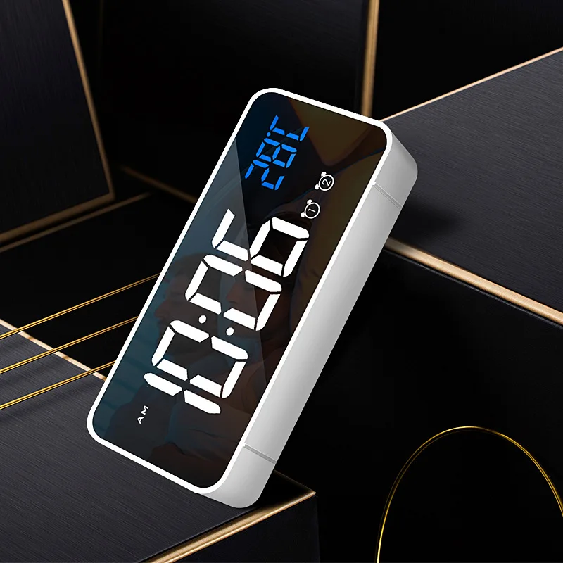 Music Alarm Clock Voice Control Touch Snooze USB Rechargeable Table Clock 12/24H Dual Alarms Teperature Wall Digital Clocks