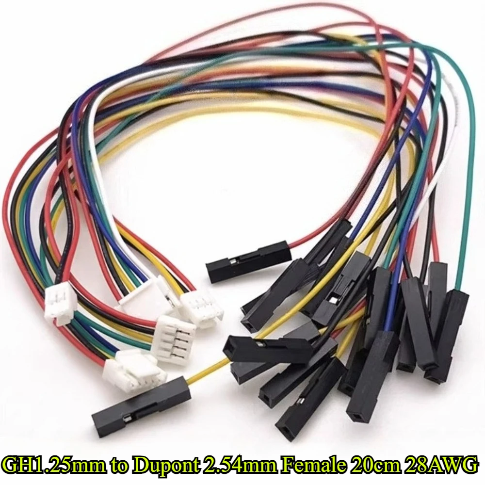 

GH1.25mm to Dupont 2.54mm 2P/3P/4P/5P/6P Connecter Female Dupont Line 20cm 28AWG Electronic Extension Wire Conversion Cable