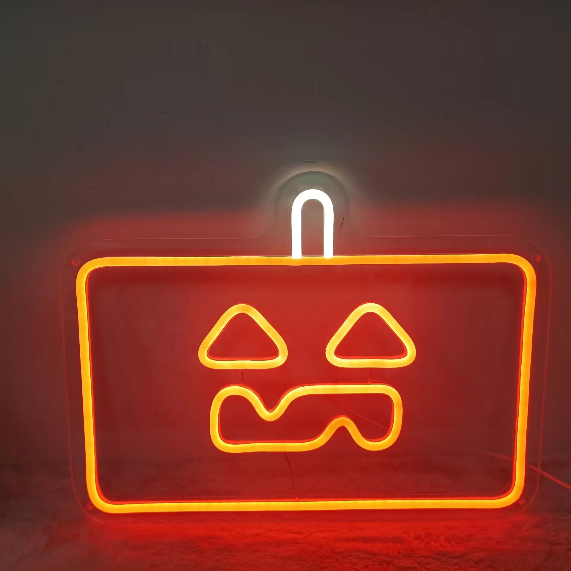 Square Pumpkin LED Neon Sign USB Dimmable Neon Light Sign for Gameroom Bedroom Bar Livingroom Birthday Party Gift Wall Decor