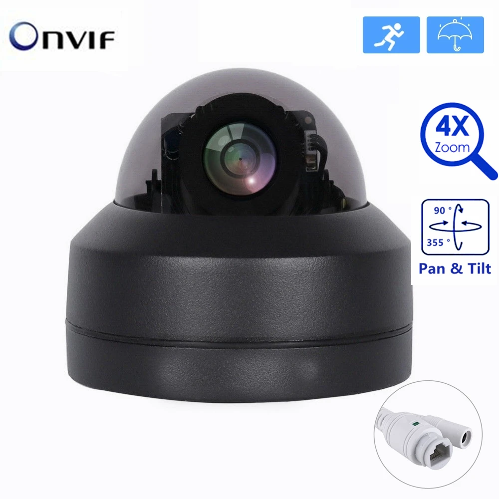 

5MP IP PTZ POE Security Camera Pan Tilt 4x Zoom Motorized ONVIF Motion Detection IP Video Audio Infrared Wired Camera