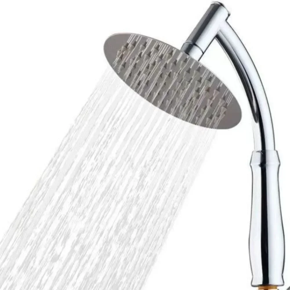 High Pressure Rainfall Shower Head Large Stainless Steel Curved Shower Extension Square Shower Head Extension