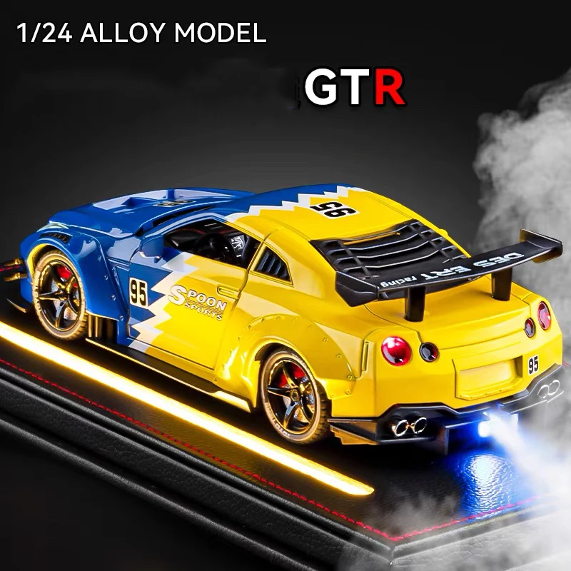 1:24 Nissan GTR R35 Modified Version Alloy Miniature Car Diecast Metal Scale Car Model Sound＆Light Children Toy Car Vehicle Gift