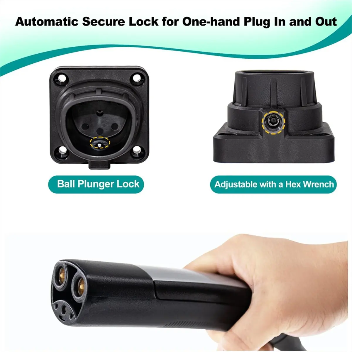 A75K EV Charger Nozzle Dock with Automatic Lock and Reinforcing Ribs Wall-Mount for NACS & Connectors