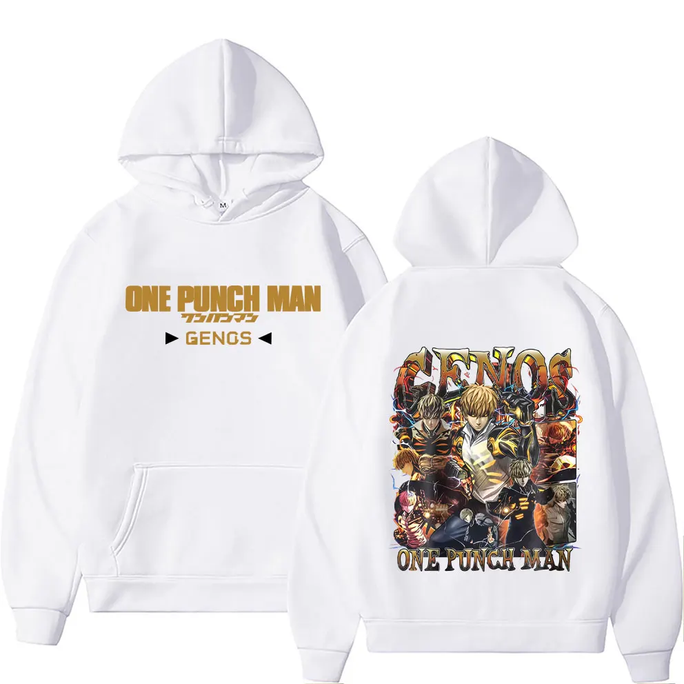 أنيمي واحد لكمة رجل Genos الجرافيك هوديي الخريف الشتاء الرجال النساء عادية الصوف القطن Vintage البلوز الرجال المتضخم هوديس #6