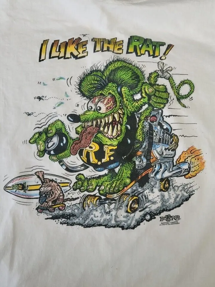 Camiseta de algodón con estampado de Ed Roth, camisa de S-2345XL blanca con frase I Like The Rat, para fans, S365