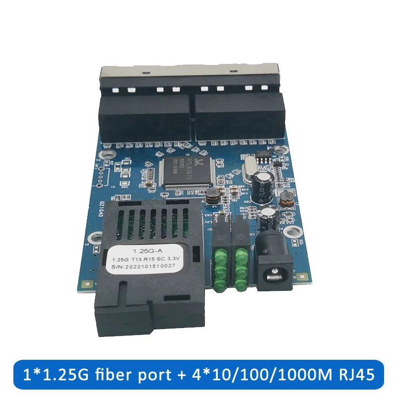 10/100/1000M 4 RJ45 1 SC Fast Ethernet switch 1G4E Converter Ethernet Fiber Optical Media Converter fiber Port PCBA 1F4E