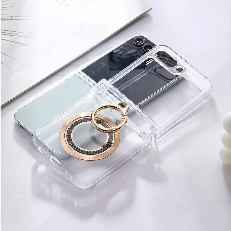 

Electroplated for Magsafe Magnetic Silicone Phone Case for Samsung Galaxy Z Flip 5 Flip5 5G Transparent Ring Shockproof Cover