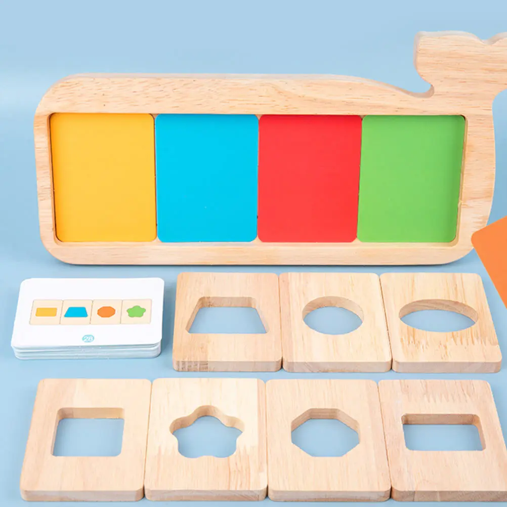 1 set 1 Set Balena Puzzle geometrico Legno Colore Forma Riconoscimento Gioco educativo Strumento di apprendimento per bambini Puzzle Rompicapo Bambini