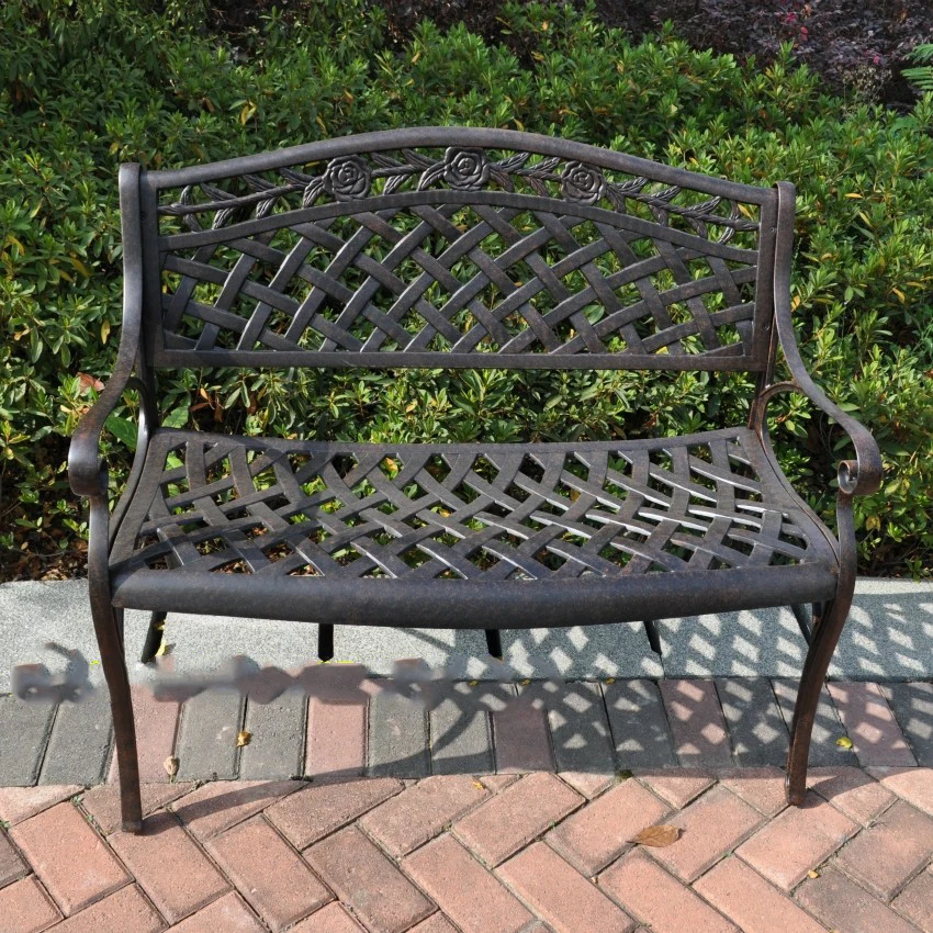 2 person all weather public street chair park chair cast aluminum Solid path chair metal benches rose pattern 3 color in stock