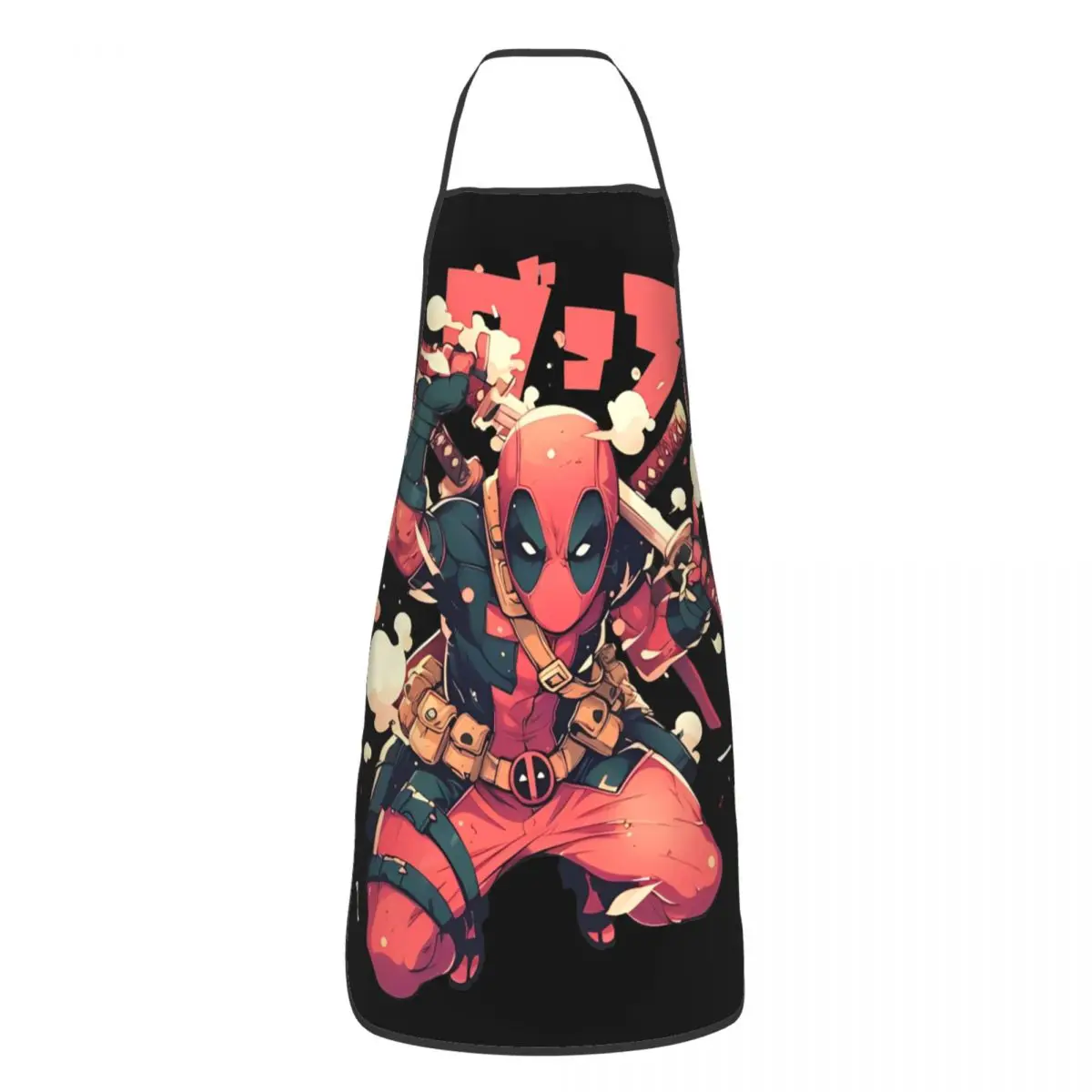 Deadpool Superhero Polyester Apron 52*72cm Kitchen Household Bib Tablier Restaurant Pinafores for Unisex Chef