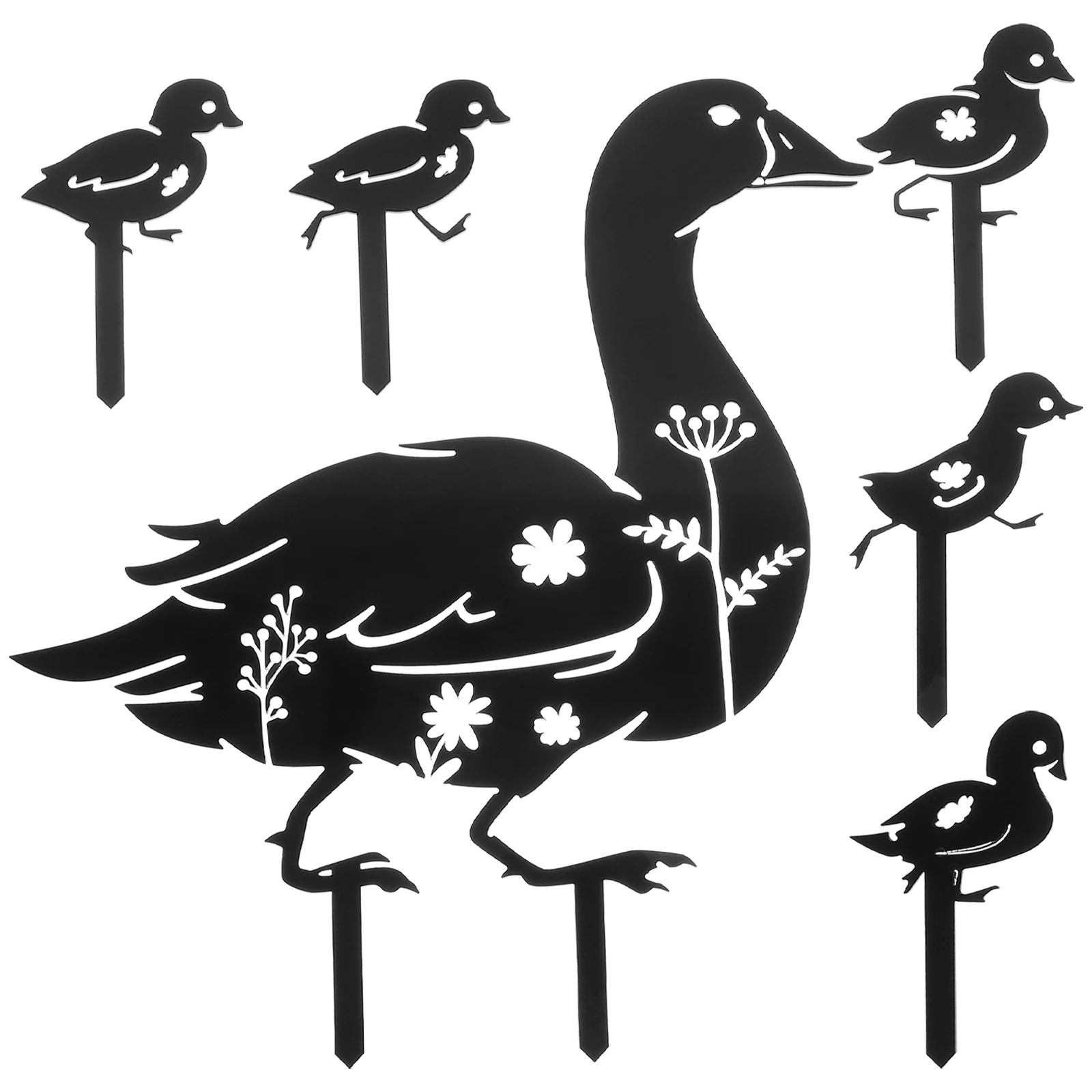 

6 Pcs Hollow Acrylic Duck Yards Decorative Stake Lawn Sign for Garden Decoration Patio Courtyard Yard Display