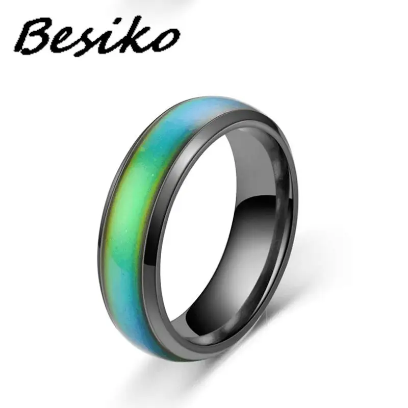 Besiko Magic Changing Color Rings Stainless Steel Mood Emotion Feeling Temperature Ring For Women Men Couple Rings Fine Jewelry