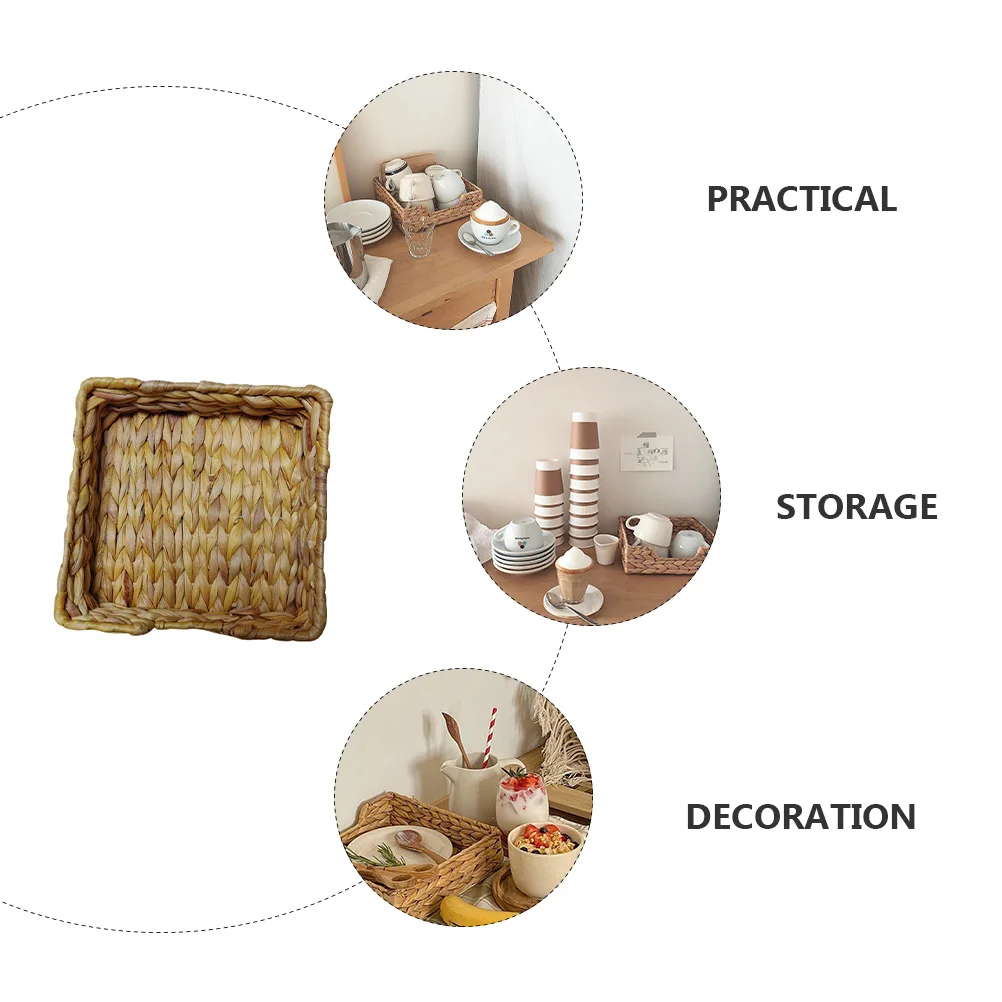 

1pc Storage Basket Handmade Woven Natural Basket For Desktop Food Cosmetics Organizer Home Decor