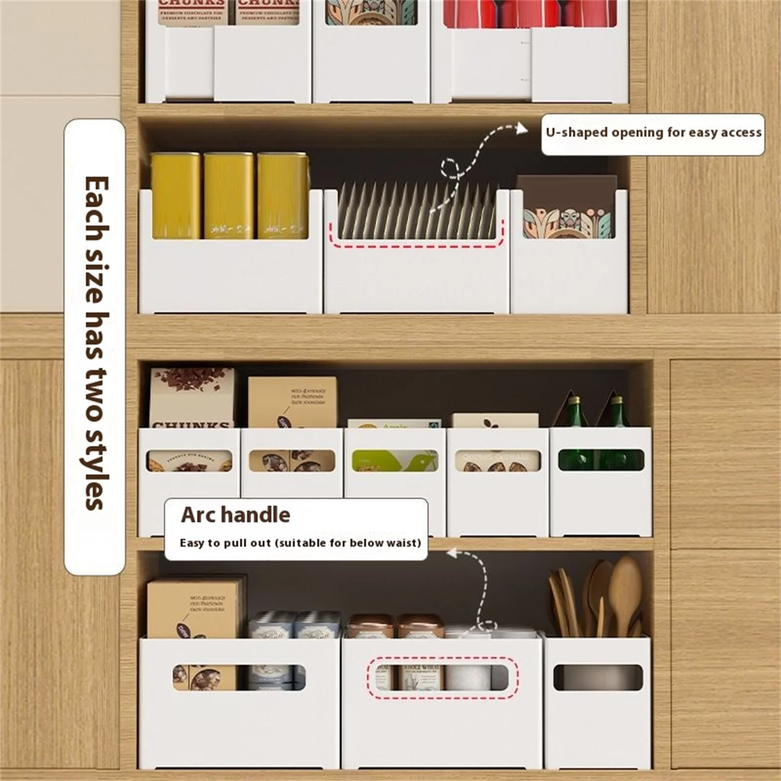 

Cabinet Storage Box Japanese Style Pull-out Storage Basket For Food Clothes Household Products Practical Organizer Basket