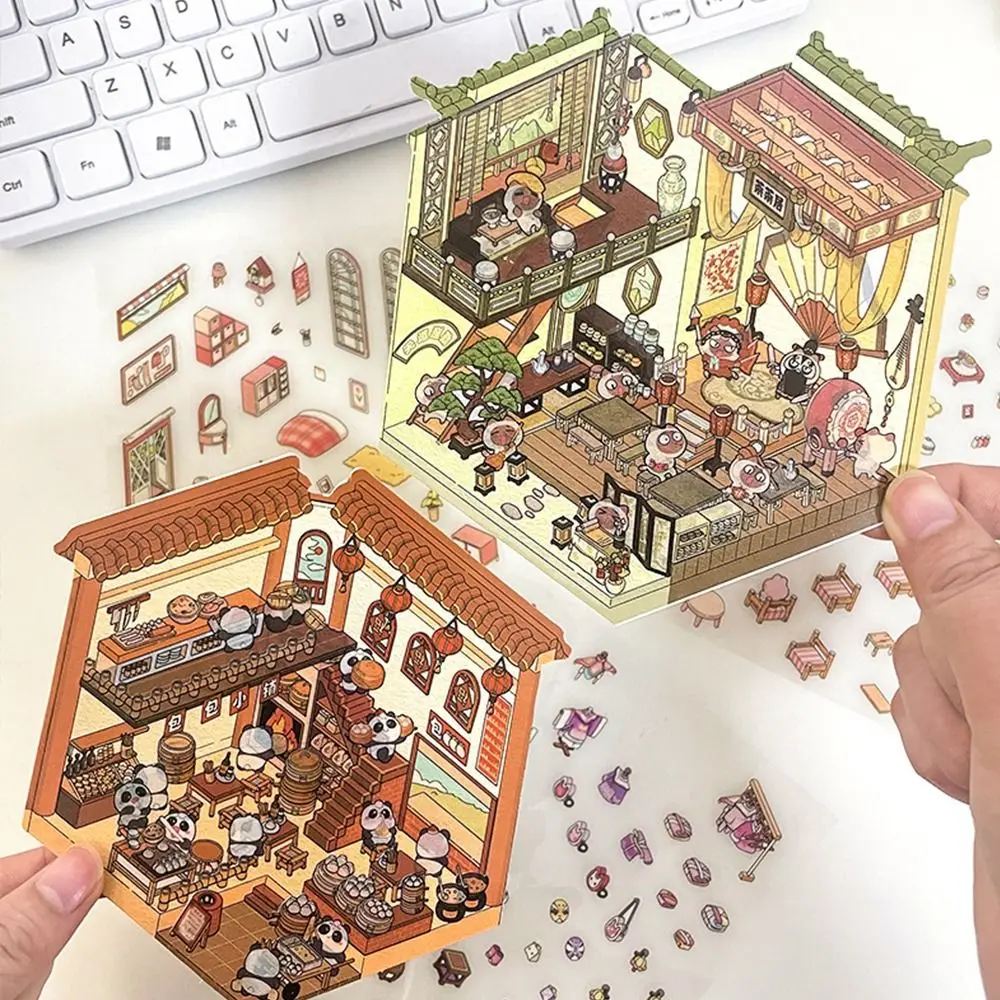 New DIY Miniature Scene 3D Stickers Decorative Three-dimensional Landscaping Stickers Cartoon Landscape Notebook Sticker