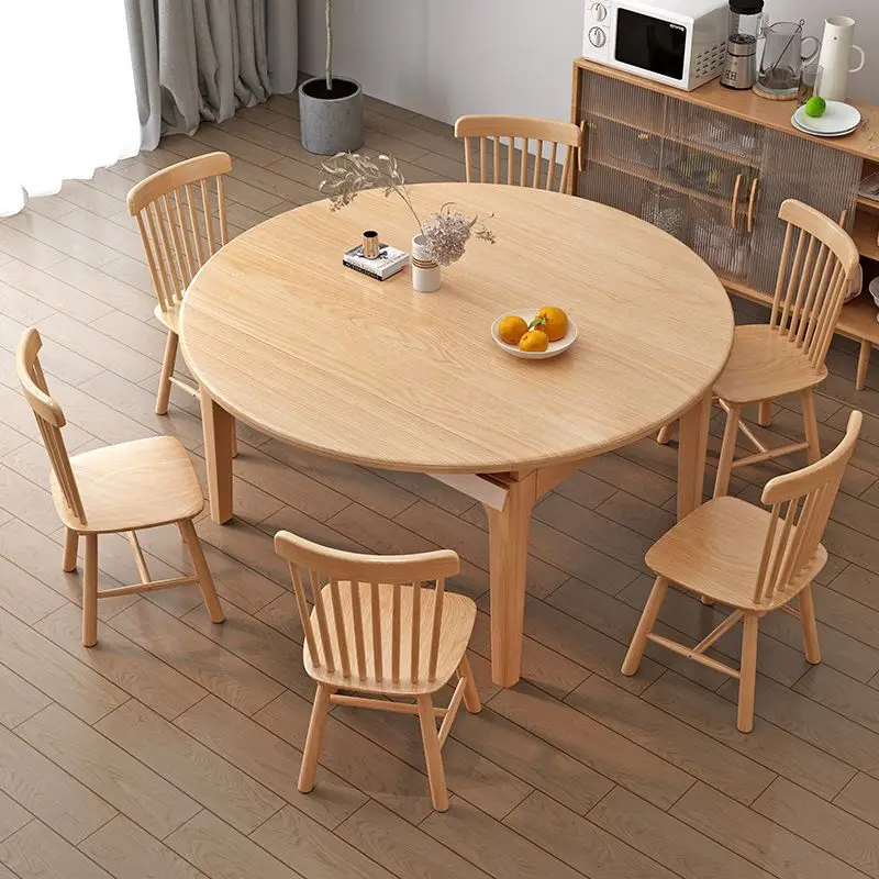 

Dining table, household, modern, simple, small apartment, solid wood, telescopic, folding, multi-functional