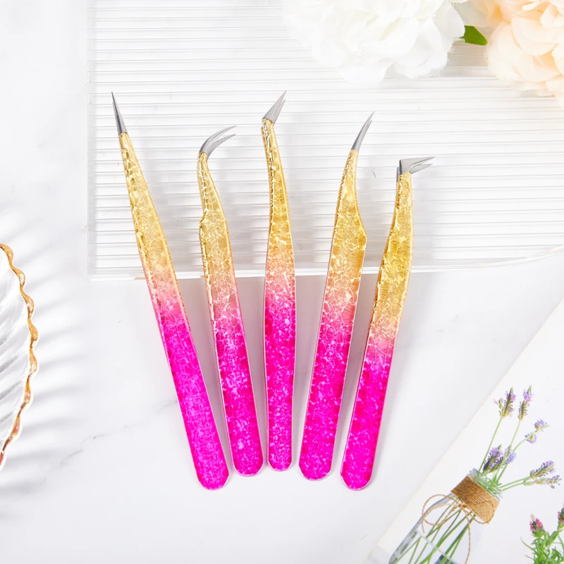 1Pc Tweezers Ice Flower Anti-static 3D Accurate Eyebrow Grafting False Lashes Extension Supplies Makeup Tweezer Tools