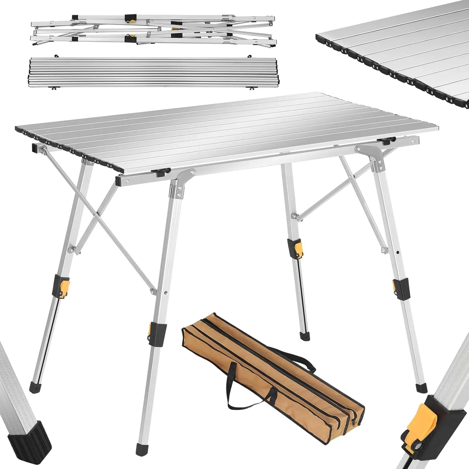 Foldable Camping Table Height-Adjustable Computer Bed Table Folding Desk for Picnic Garden Travel Hiking Outdoor Furniture
