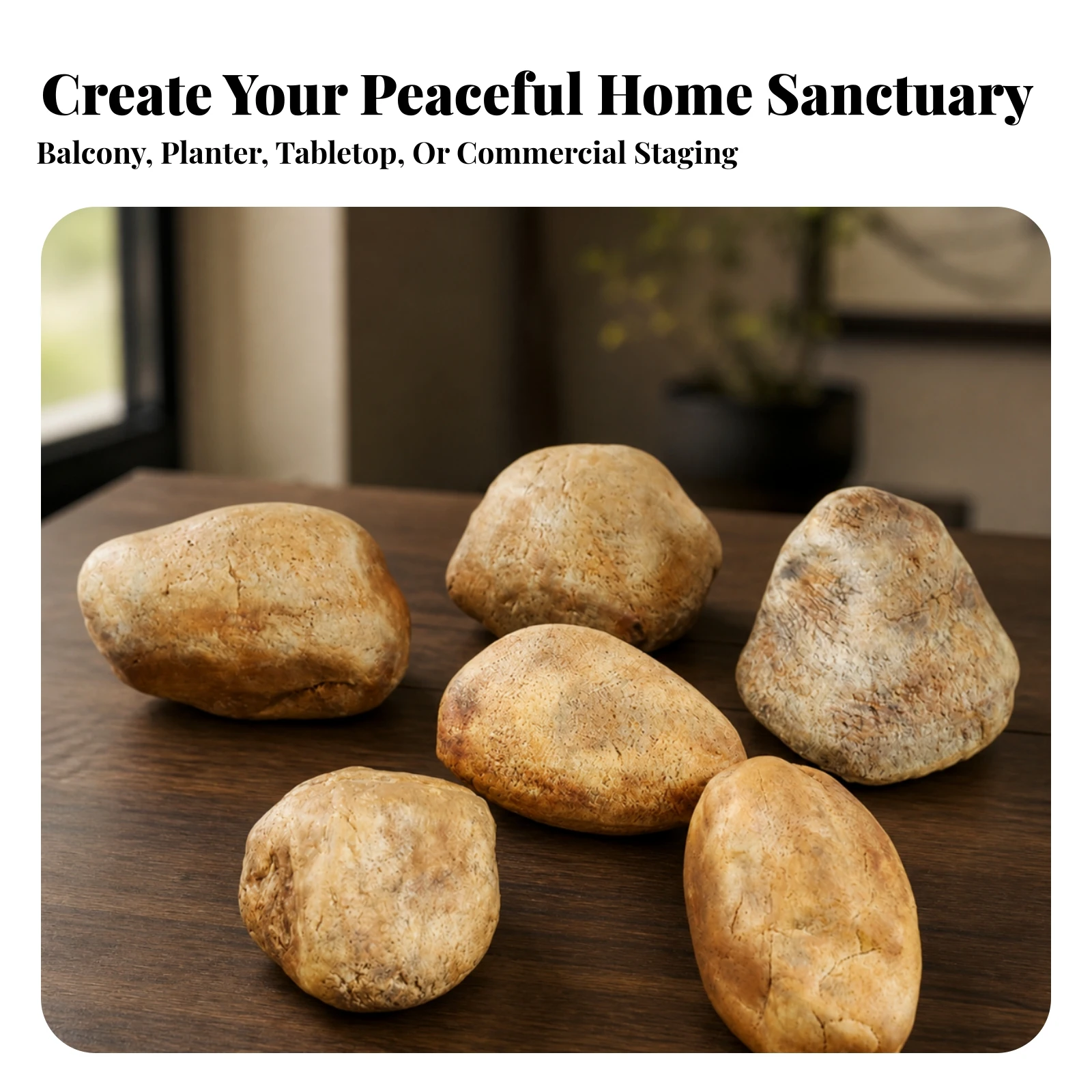 6 Pieces Polyurethane Foam Rock Outdoor Decorative Rock with Textured Surface Faux Stone Easy to Move Scenery Rustic for Garden