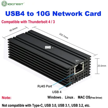 Adattatore Ethernet 10G a porta singola USB4 IOCREST compatibile con Thunderbolt 3/4 RJ45 10GBASE-T Supporto Ethernet Mac