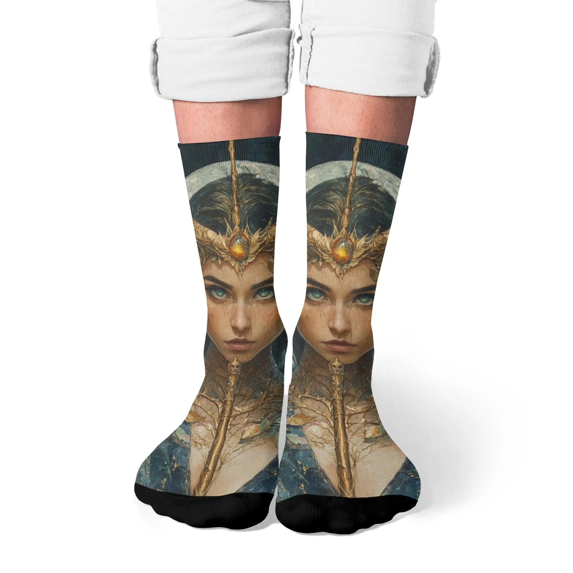 

Носки с эпической иллюстрацией фэнтези-королевы с мифическим художественным дизайном — очаровательные для любителей фэнтези и эпических фэнтезийных нарядов