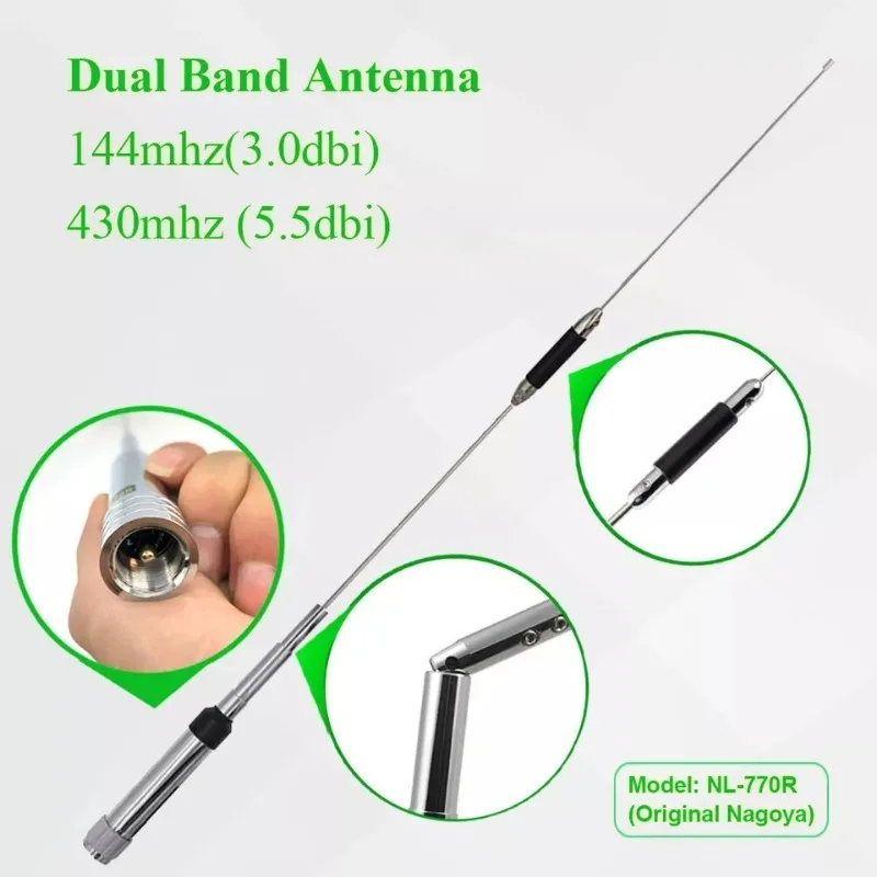 NL-770R 144/430MHz antena & SO239 Mount Magnetic Base antena 5M kabel dengan PL259 Plug untuk Kenwood ICOM QYT TYT Anytone Radio