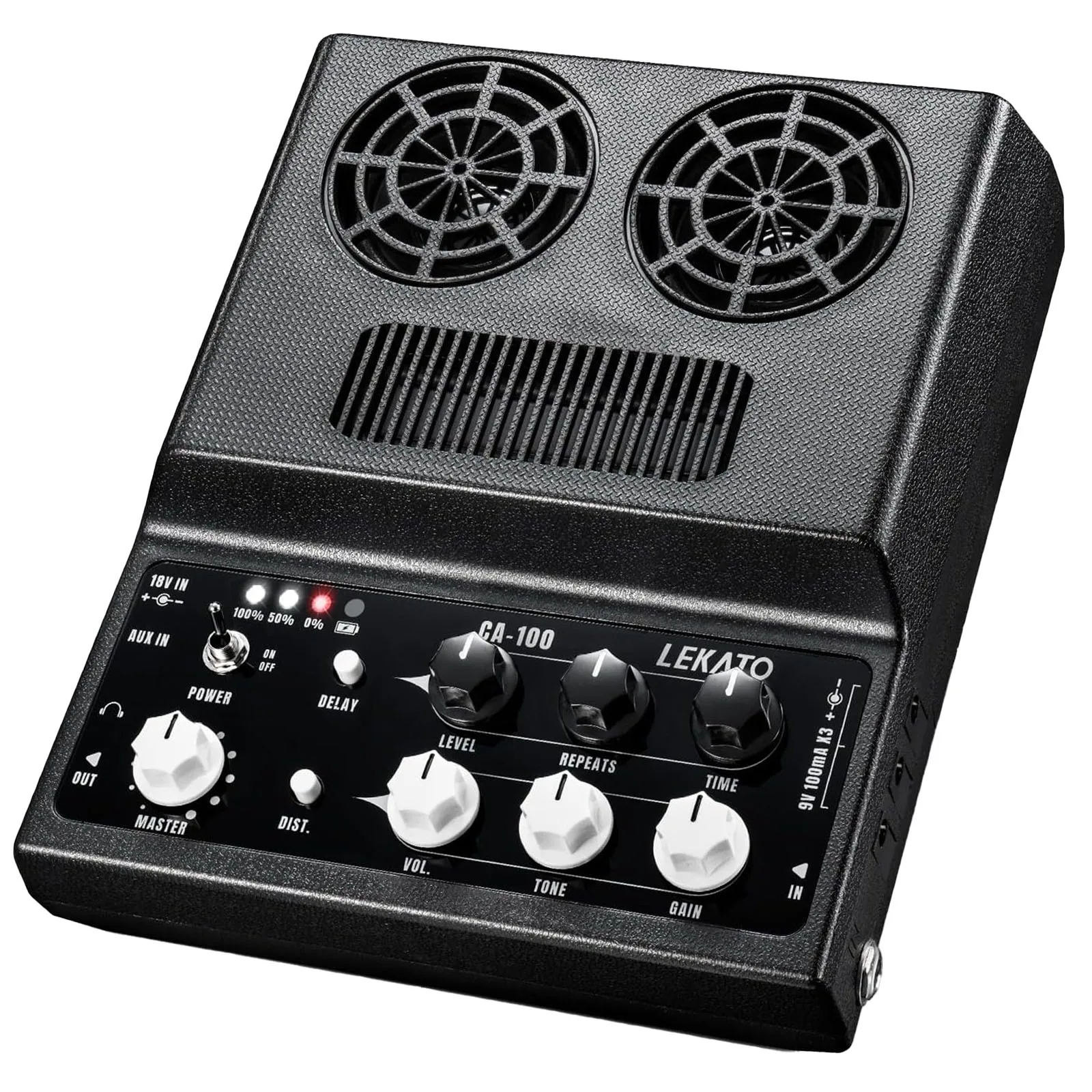 LEKATO CA-100 20W amplificatore per chitarra elettrica Mini amplificatore combinato per pratica Desktop con ritardo di distorsione Aux in e Jack per