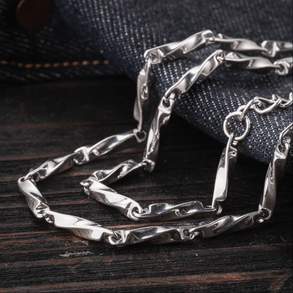 COPPERTIST.WU Mobius Chain Necklace for Men Women, Titanium Steel Adjustable Chain Necklace 40+5cm (Extension chain)
