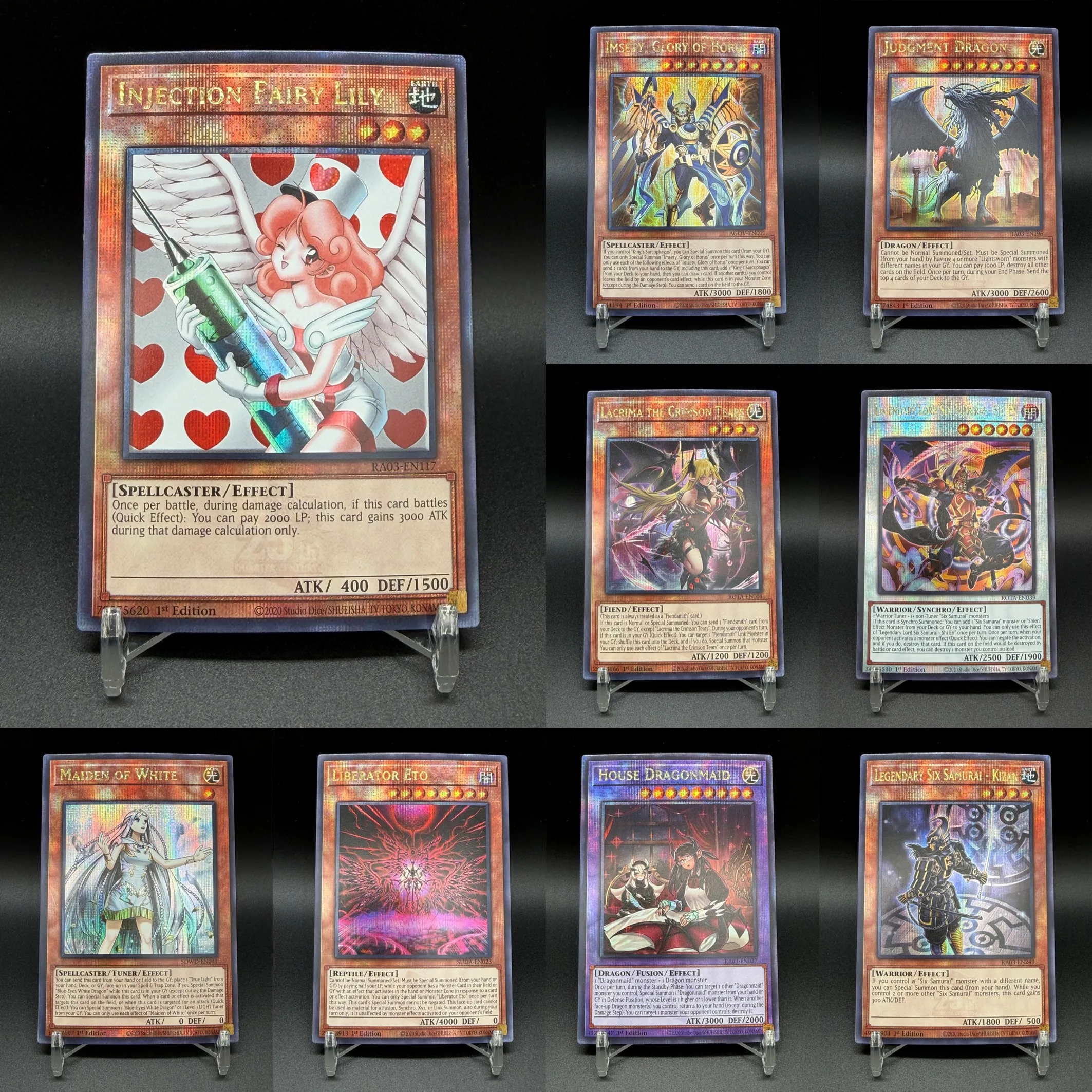 

25th Anniversary Holo Proxy Card Lot 9pcs | DIY Custom TCG | Six Samurai/Dragonmaid/Judgment Dragon/Imsety/Brionac Fanmade