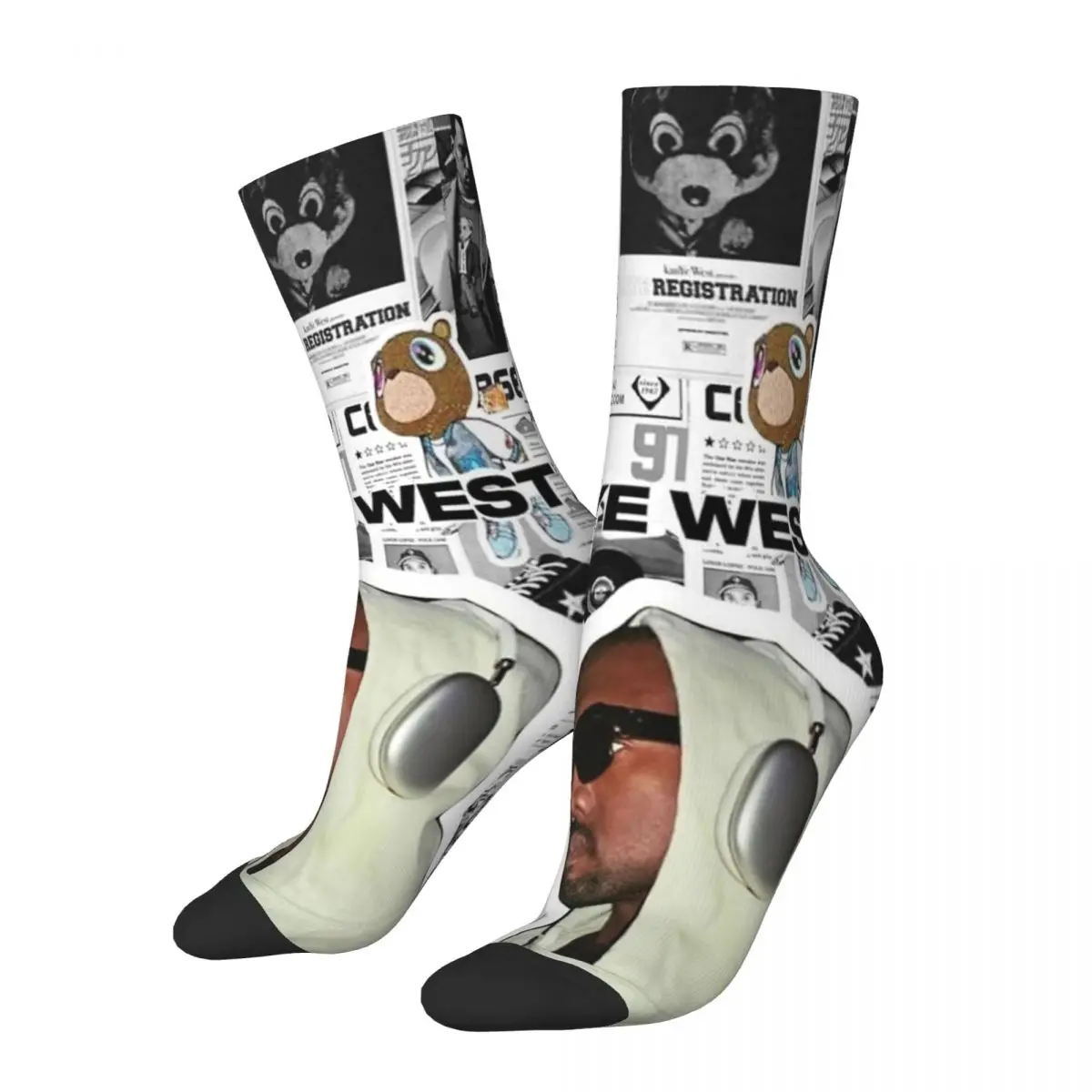 New Male Men Socks Casual Kanye West Rapper Sock Polyester Sport Women Socks Spring Summer Autumn Winter