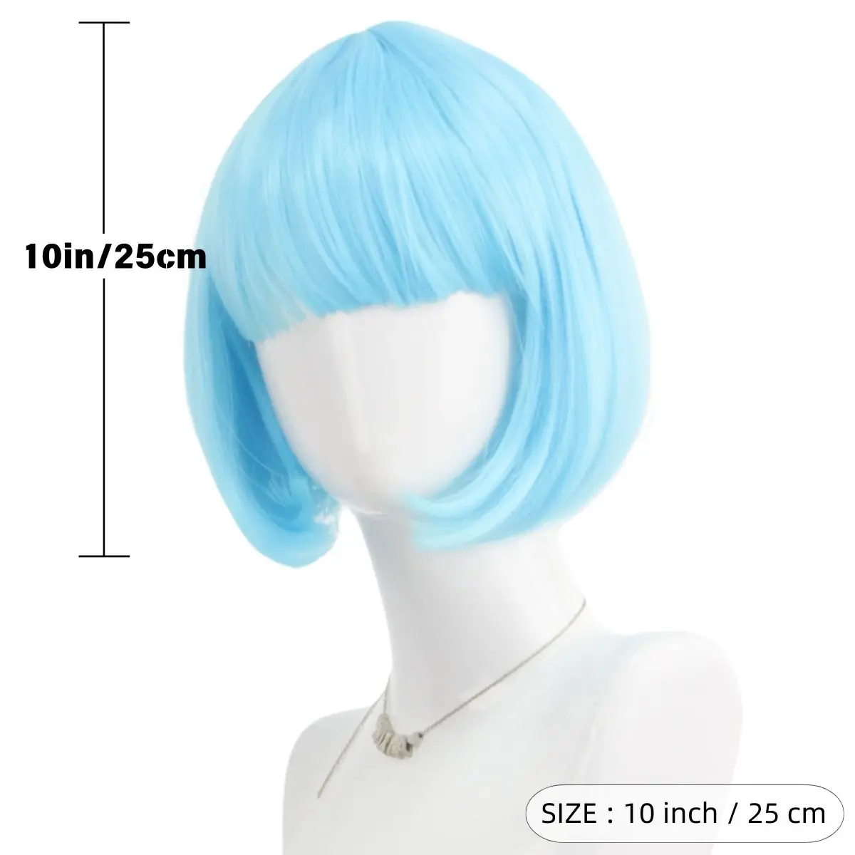 Nowe niebieskie krótkie proste syntetyczne peruki Bob z grzywką Włókno wysokotemperaturowe dla kobiet Anime Reality Show Kostiumy Prezenty na imprezę