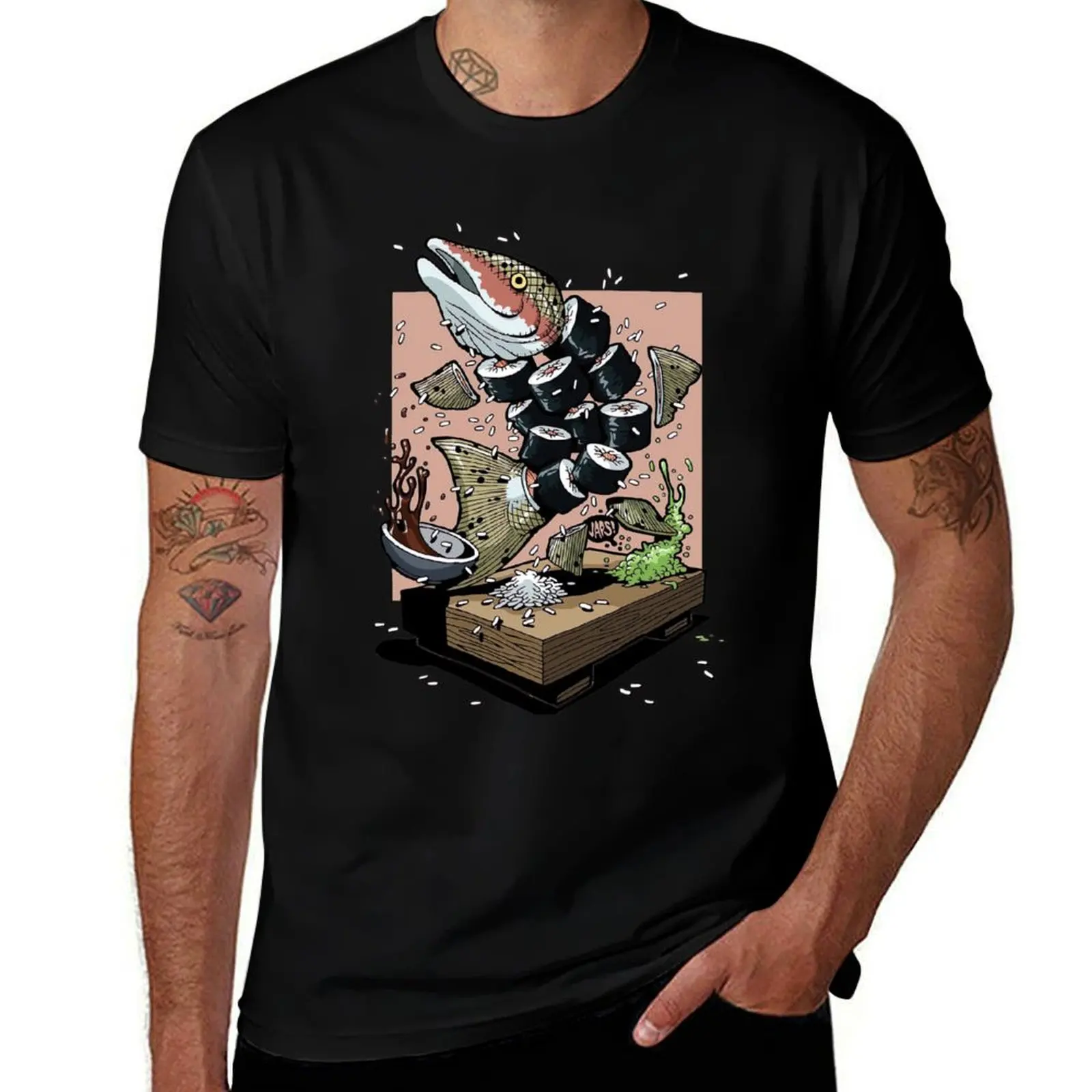 

Fish Cut And Cook ,Japanese Sushi Chef Funny Restaurant T-Shirt summer clothes shirts graphic vintage graphic tee Men's t-shirt