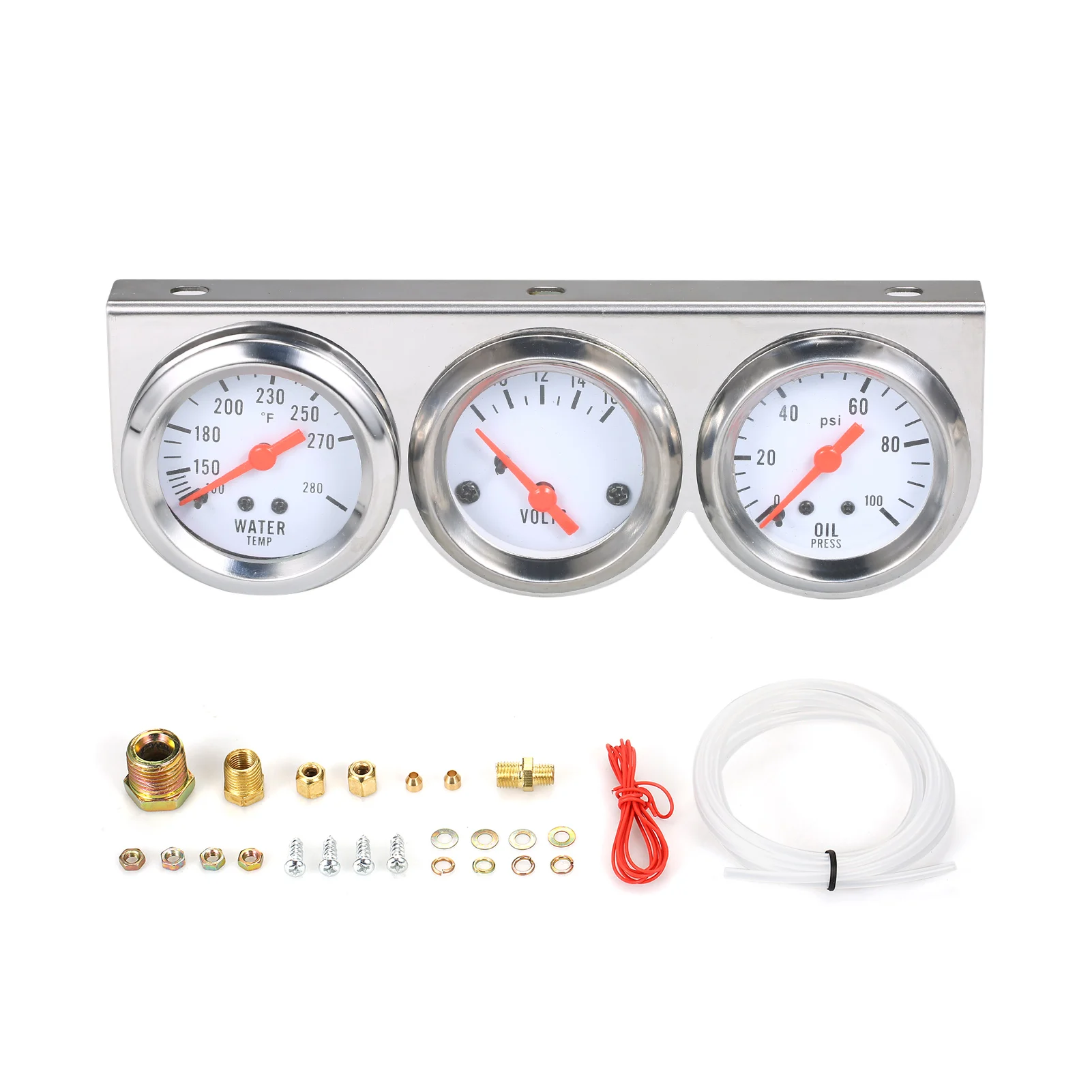 3 in 1 Car Meter Oil Pressure Fahrenheit Water Temperature Gauge Voltmeter 52mm Triple Gauge Kit