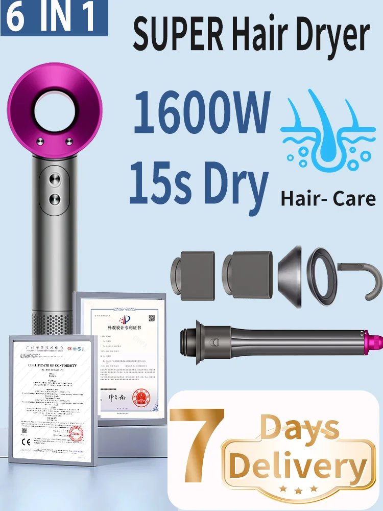 SenCiciMen Professionelles Haartrockner-Set Haarpflege Negativ-Ionen Blattloser Haartrockner Hochgeschwindigkeits-Föhn Salon-Styling-Tool 1600W