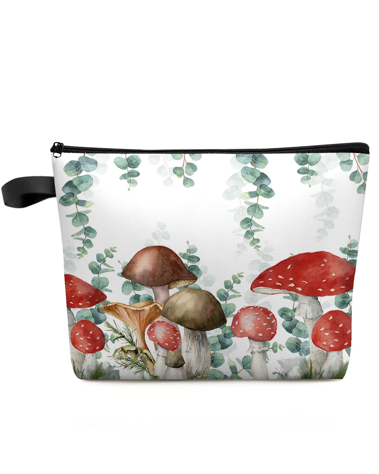 Mushroom Eucalyptus Plant Large Capacity Travel Cosmetic Bag Portable Makeup Storage Pouch Women Waterproof Pencil Case