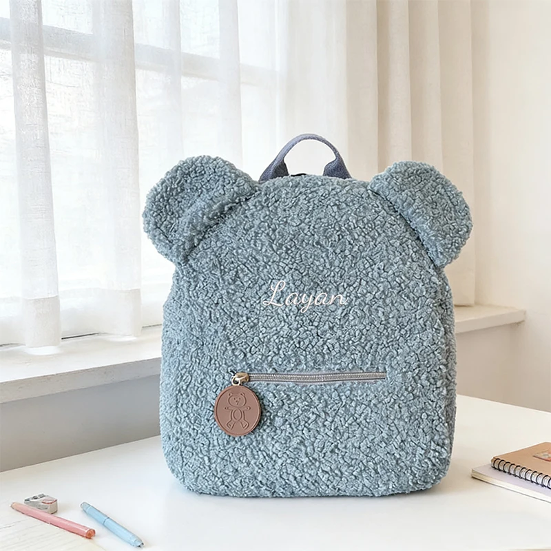 Bestickter, personalisierter Plüsch-Cartoon-Teddybär-Doppelschulter-Rucksack, lässiger Rucksack, geeignet für Schule, tägliche Ausflüge, Geschenke – Detail 1