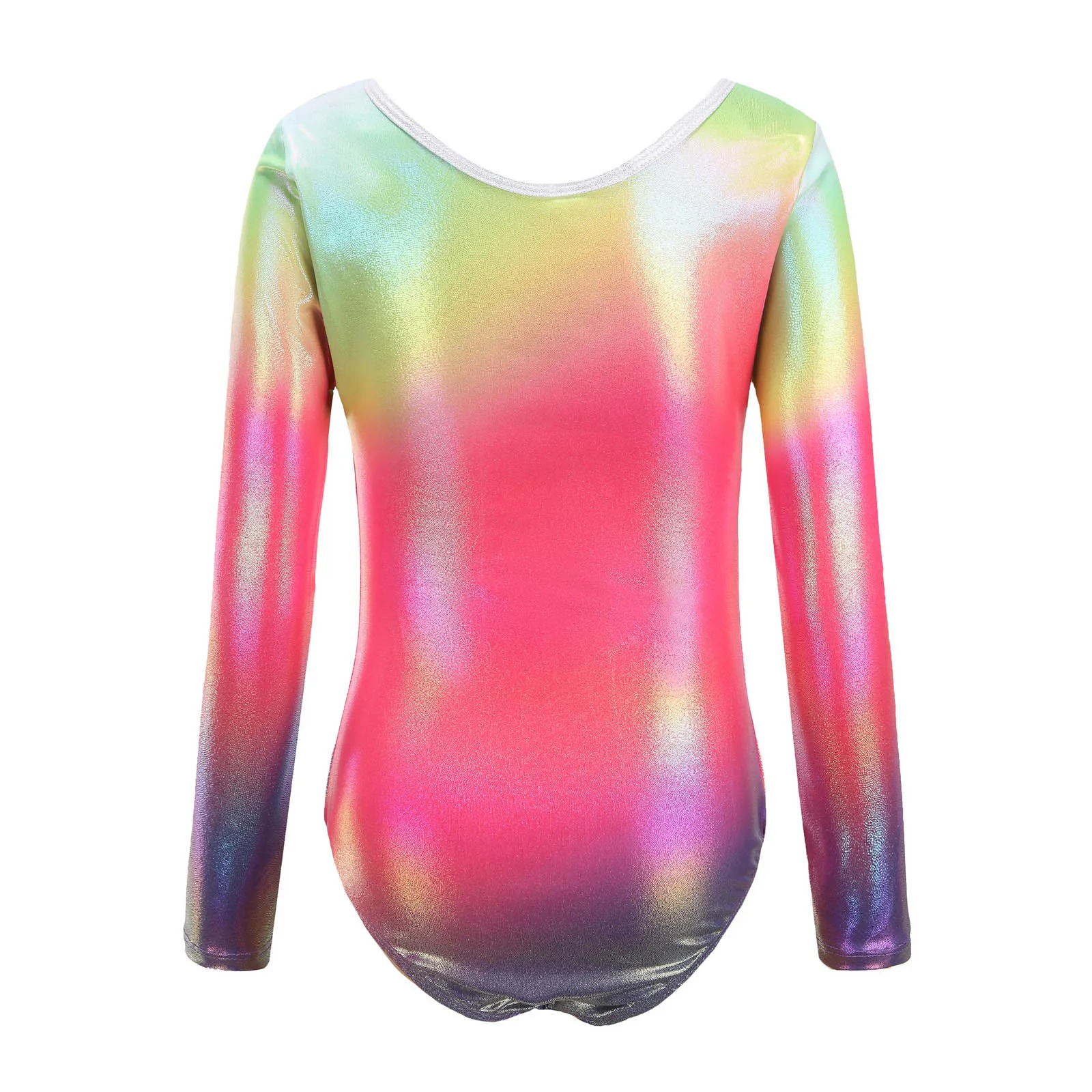 Dziecięce gimnastyczne trykoty dla dziewcząt, strój do łyżwiarstwa figurowego, baletu i tańca, błyszczące cyrkonie, siateczka, długi rękaw, body z dopasowanymi szortami.